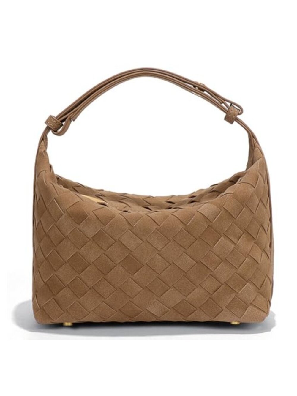 Vegan Leather Woven Shoulder Bag Handmade Hobo Purse for Women